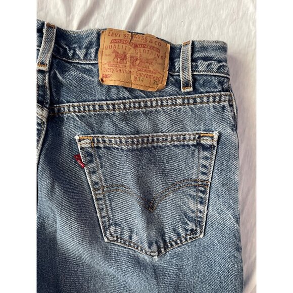 Vintage Levis 505 USA Regular Fit Straight 80's Denim Jeans W34 L30 Distressed - Picture 8 of 8